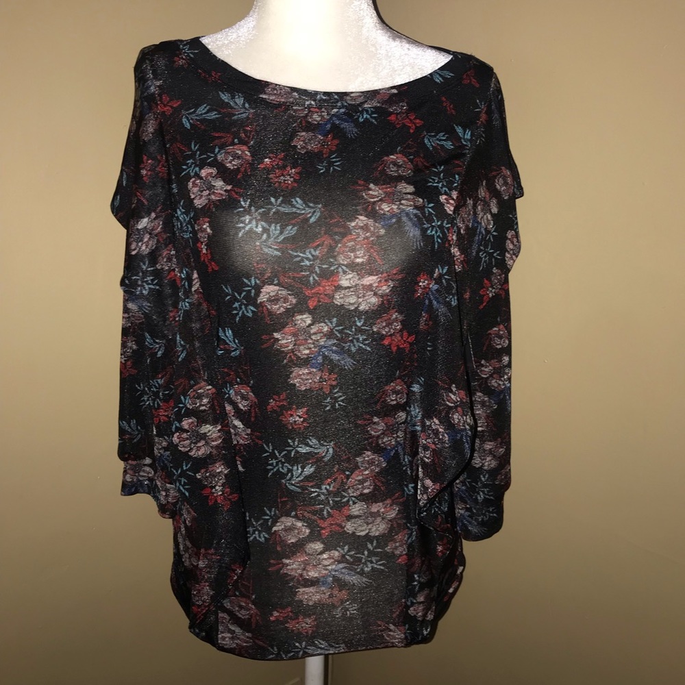 Free People black comb shirt XS